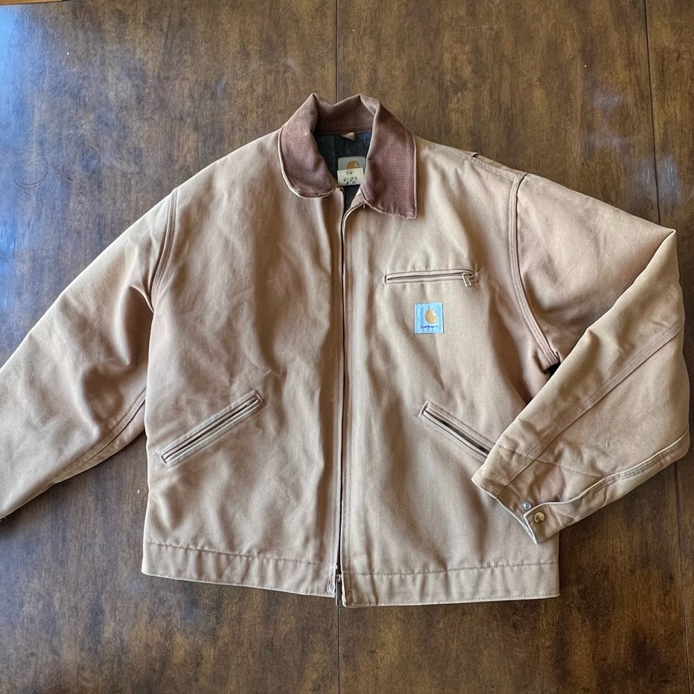 Vintage 1990s Tan Carhartt Detroit Blanket Lines Workwear Jacket